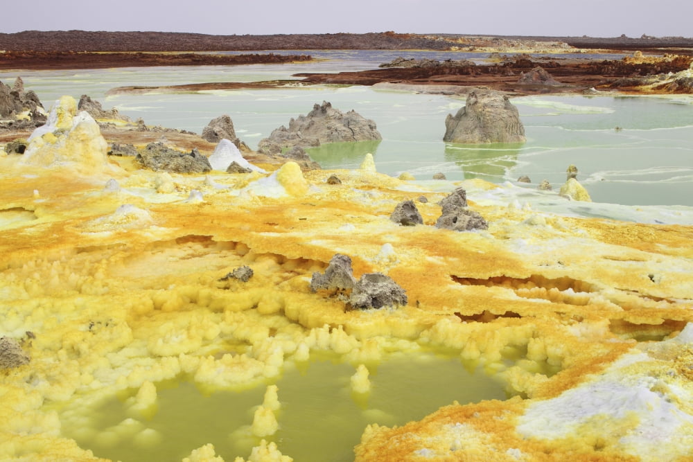 Potassium salt deposits Dallol geothermal area Danakil Depression Ethiopia Canvas Art - Richard RoscoeStocktrek Images (18 x 12)