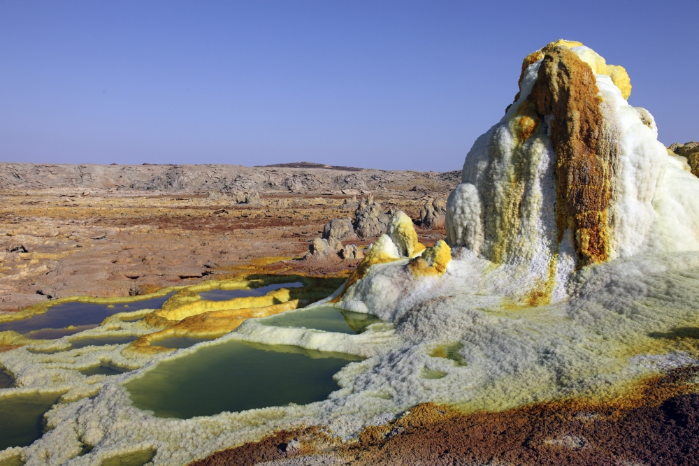 Potassium salt deposits Dallol geothermal area Danakil Depression Ethiopia Canvas Art - Richard RoscoeStocktrek Images (18 x 12)