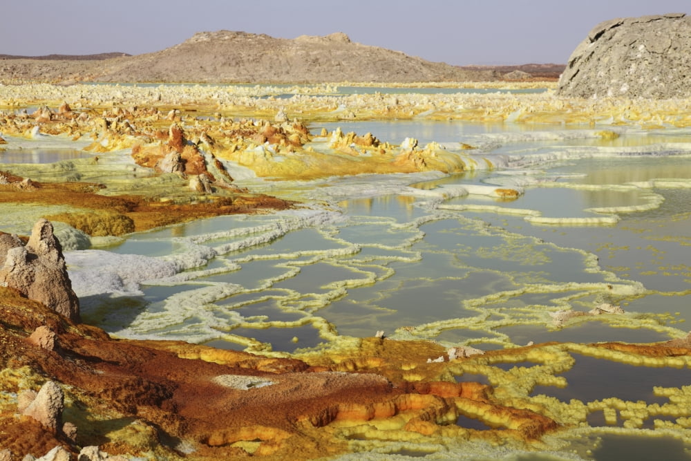 Potassium salt deposits Dallol geothermal area Danakil Depression Ethiopia Canvas Art - Richard RoscoeStocktrek Images (18 x 12)
