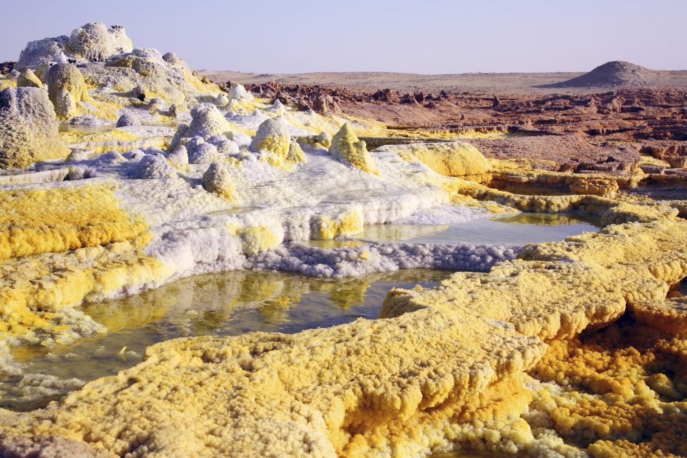 Potassium salt deposits Dallol geothermal area Danakil Depression Ethiopia Canvas Art - Richard RoscoeStocktrek Images (18 x 12)
