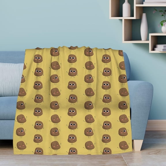 Potato Blanket Cute Potatoes Food Throw Blankets for Kids Girls Yellow Fleece Flannel Soft Cozy Novelty Sofa Chair Bed Blanket Decor for Dorm Living Room Bedroom Car Office 60"x50"