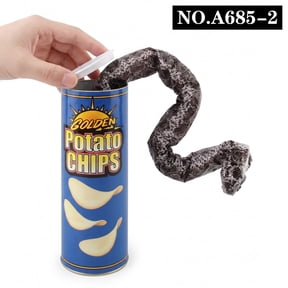 Potato Chip Snake Can Jump Prank Toy, Coiled Spring Surprise Jump Scare Prop, Popular Gag Gifts Suitable For Magician Performance And Indoor Party Fun (1Pcs-Blue)