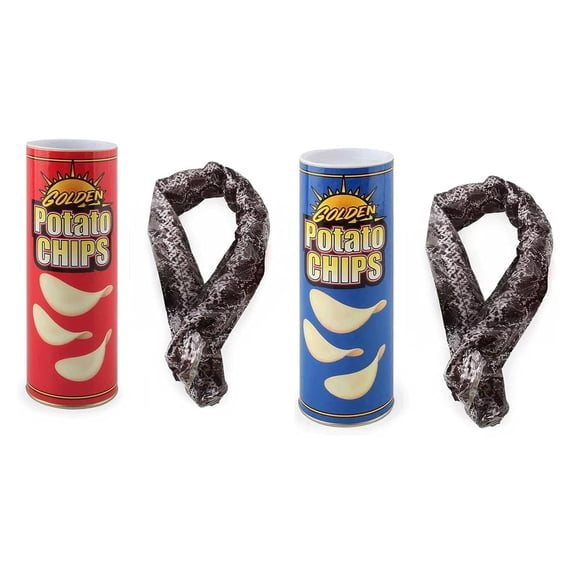 The Potato Chip Snake Can Jump Spring Snake Toy Gift April Fool Day Halloween Christmas time Party Decoration Jokes in A Can Gag Gift Prank(Red+Blue )