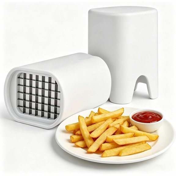 Potato Chipper & French Fry Cutter  Handheld Manual Slicer for Quick Meal Prep of Carrots, Yam, Cucumber, Fruit, Cheese & Garlic at HomeZ