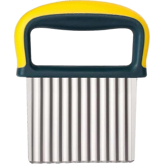 Potato Chipper Stainless Steel Wavy Blade Chips Cutter Crinkle Slicer Vegetable Chopper, Crinkle Chip Cutter, Potato Crinkle Cutter, Chopper (Yellow)