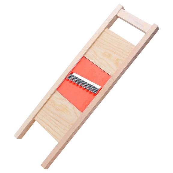Potato Chipper, Wooden Handheld Vegetable Slicer with Stainless Steel Blades,Grid Design Fry Cutting Board Tool for Kitchen Prep and Homemade Snacks,Ideal for Home Cooking and Fast Food Making