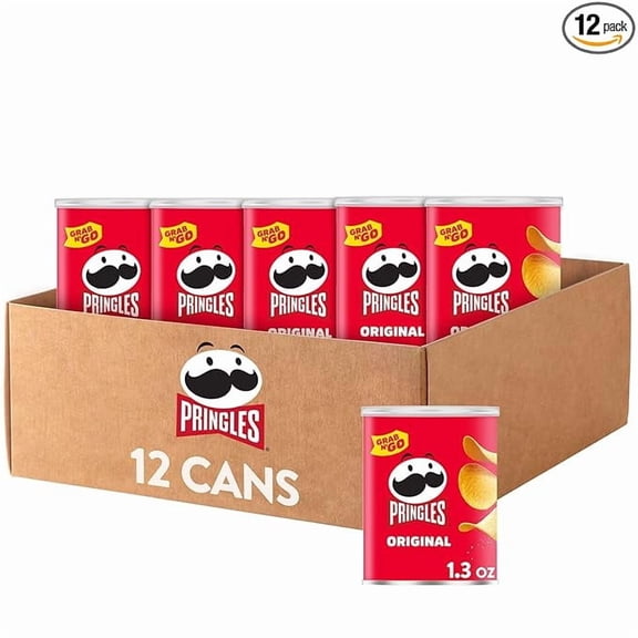 Potato Crisps Chips, Lunch Snacks, Office and Kids Snacks, Grab N' Go, Original (12 Cans) Pack of 1