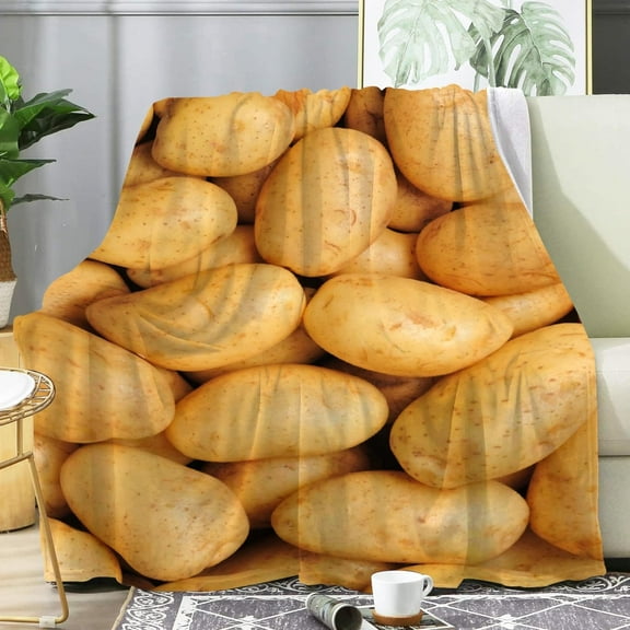 Potato Food Blanket for Adult and Kids, Funny Realistic Food Throw Blankets,Novelty Soft Flannel Food Blanket,Perfect for Camping, Home Bed Sleeping 80"x60" Large for Adult