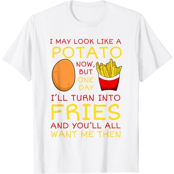 Potato French Fries Spud Root Vegetable Tater Gift Idea T-Shirt100% pure cotton white short-sleeved T-shirts for men and women