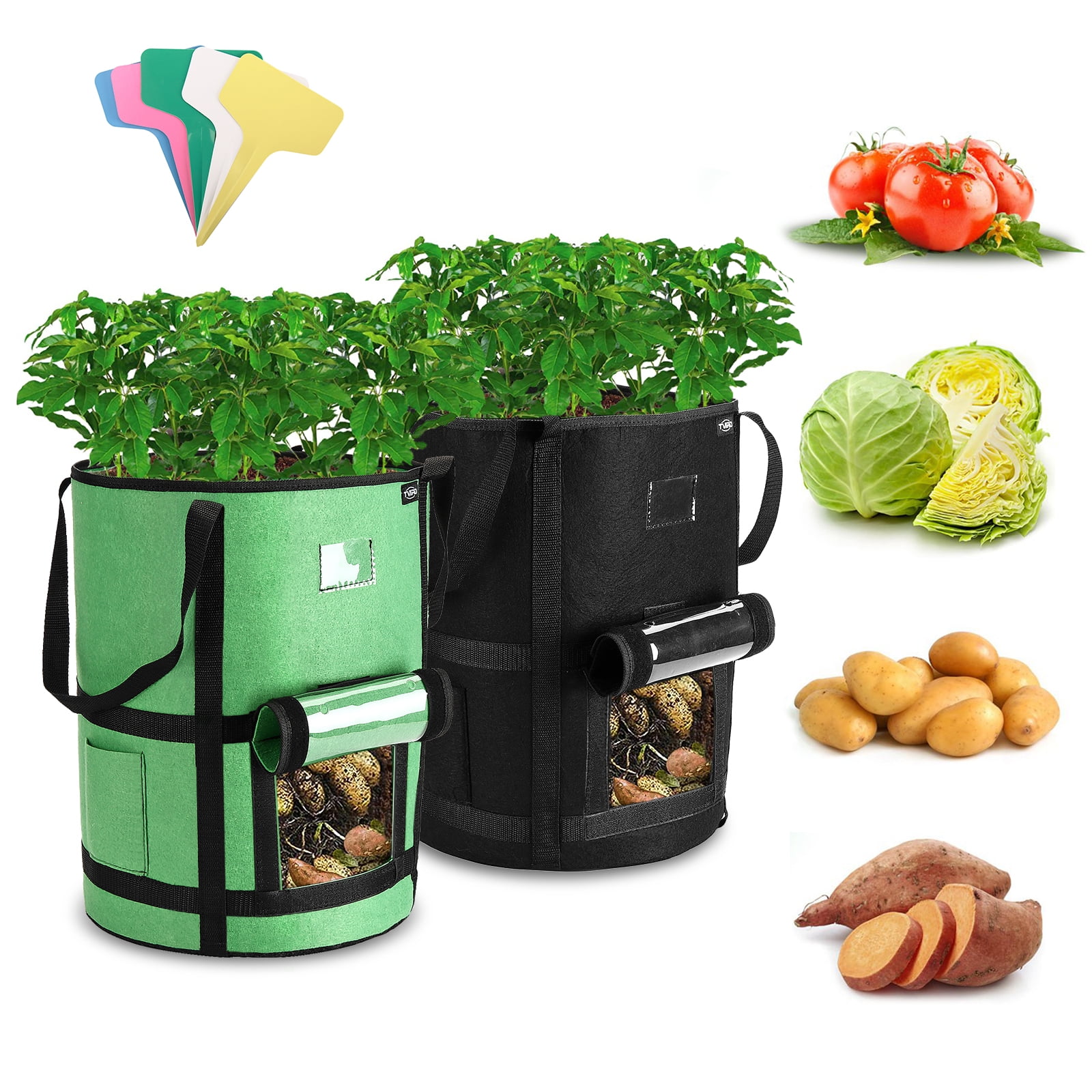 Auofin 6 Pack 10 Gallon Potato Grow Bags Garden Planting Bags Potato  Planter with Handles and Flap Aeration Heavy Duty for Growing Potatoes