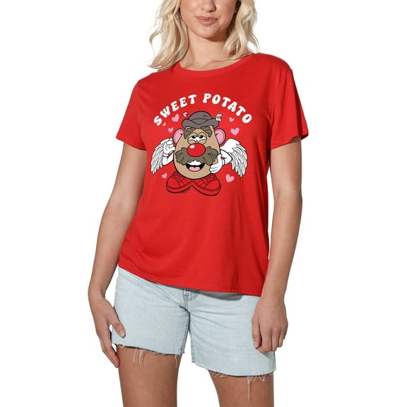 Potato Head Valentine's Day Sweet Potato Women's Loose T-Shirt, Red, 2X-Large