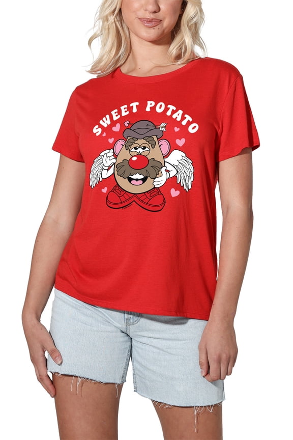 Potato Head Valentine's Day Sweet Potato Women's Loose T-Shirt, Red, Large