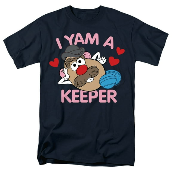 Potato Head Valentine's Day Yam A Keeper Unisex Adult T Shirt, Navy, Large