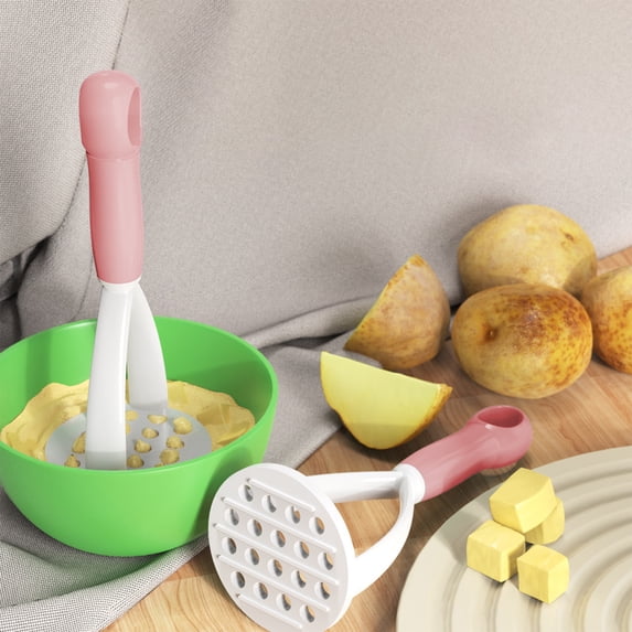 Potato Masher with Comfortable Grip,Ergonomic Design for Effortless Mashing,Ideal for Potatoes,Yams,and Vegetables,Durable and Easy to Use Kitchen Tool,Kitchen Utensils & Gadgets|Plastic, Pink-181