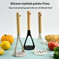 Potato Masher with Non-Slip Wooden Handle, Durable Manual Kitchen Tool for Fluffy Mashed Potatoes, Labor-Saving Mashing Masher Kitchen Tools, Non-Stick Cookware Friendly Potato Press Utensil