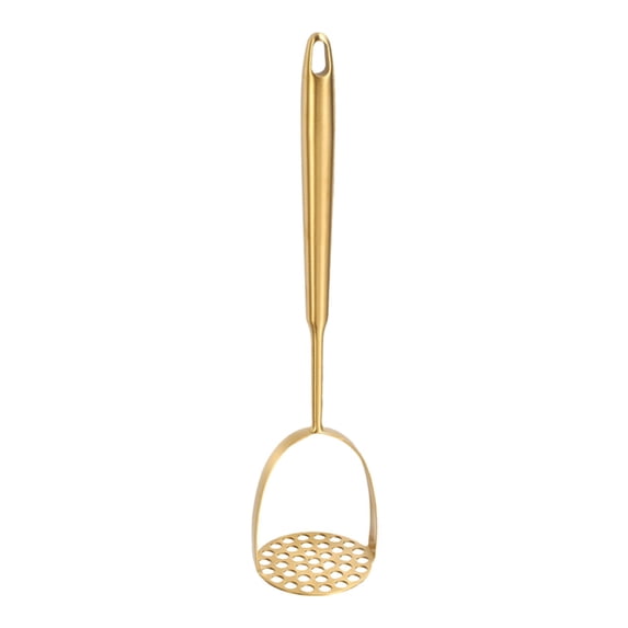Potato Masher Stainless Steel,Mashed Potato Masher Kitchen Utensil,Potato Smasher For Potatoes,Vegetable and Fruits,Pet Food,Heavy Duty Metal Avocados Smasher Tool,Dishwasher Safe(Gold)