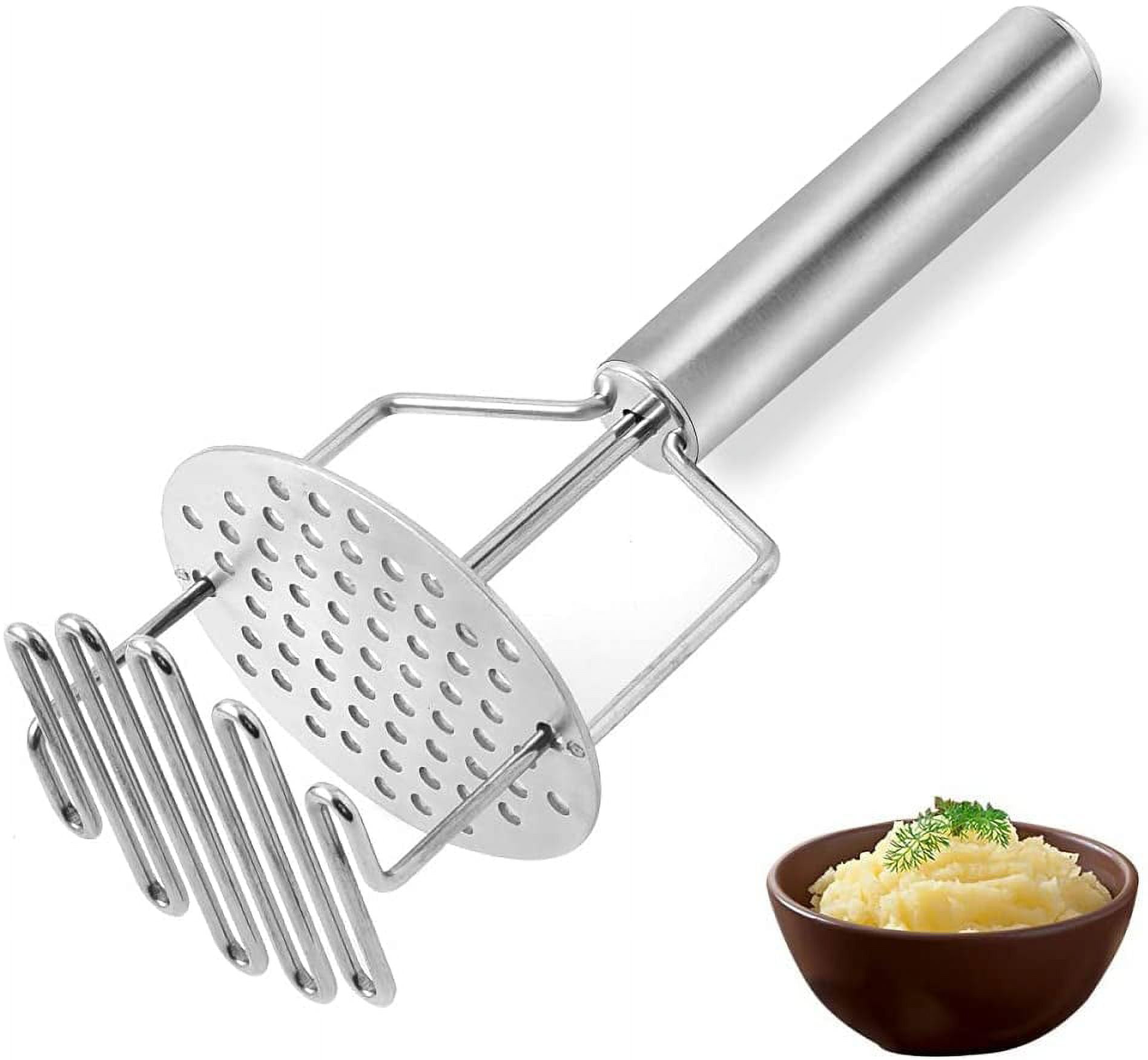 Idoker Potato Masher Stainless Steel Potato Ricer Potato Masher Hand Masher Kitchen Tool Ricer for Mashed Motatoes Dual-Press Design