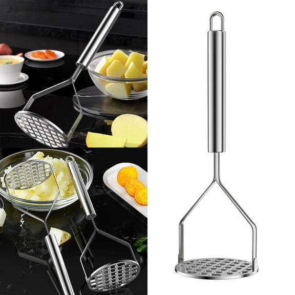 Potato Masher Stainless Steel, Sturdy Mashed Potatoes Masher Kitchen Tool, Potato Smasher For Potato, Sweet Potato, Large Heavy Duty Metal Mashing Utensil, 1 Pcs, 9.45x3.23"