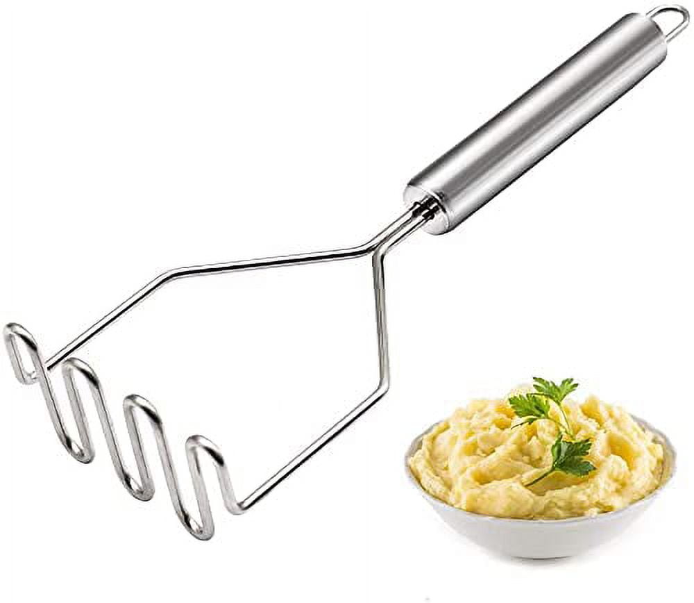 Wooden Hand Grip Potato Masher - Non Stick Food Smasher with Stainless  Steel Wire - Mashing Potatoes Utensil