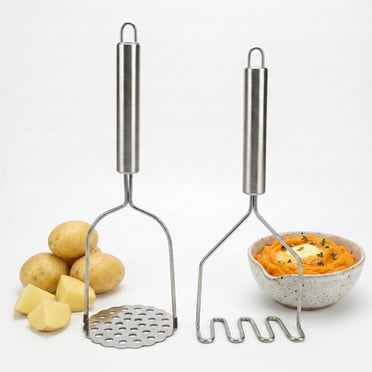 Potato Masher Stainless Steel, Mashed Potato Masher for Kitchen Use, Food Masher and Ricer for Potatoes Vegetables, Heavy Duty Potato Ricer Tool, 2 Pack