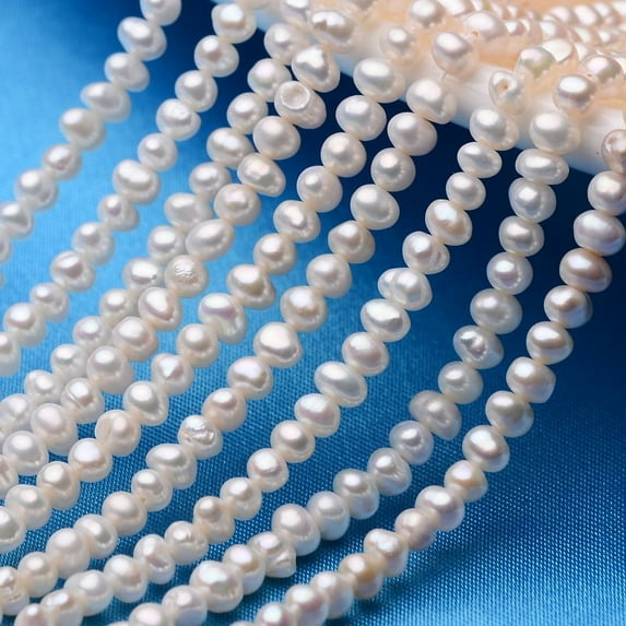 Potato Natural Cultured Freshwater Pearl Beads Strands White 3.5~4mm Hole: 0.8mm about 90~95pcs/strand 13.78 inch(35cm)