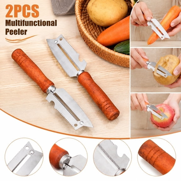 Potato Peelers, Julienne Vegetable Peelers Slicer, Stainless Peeler, Kitchen Multifunction Stainless Steel Peeler, 2 Piece 8X4X1.5 Inch Dual Purpose Peeler Set That Easily Peels