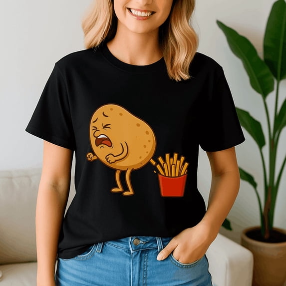 Potato Pooping French Fries Designs Potato Food Eaters, Funny Meme Shirt