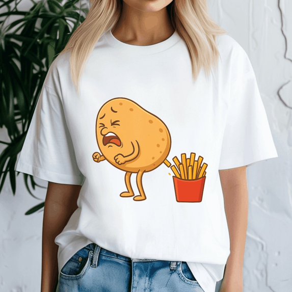 Potato Pooping French Fries Designs Potato Food Eaters, Funny Meme Shirt