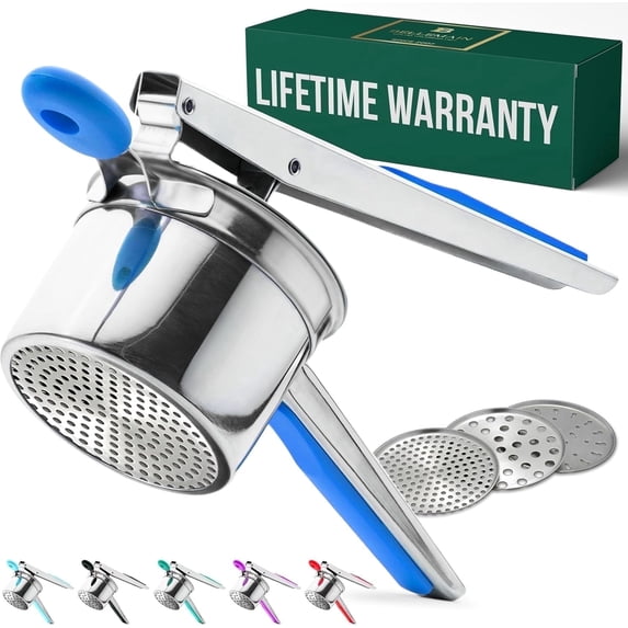 Bellemain Large Potato Ricer Stainless Steel Potato Masher for Mashed Potatoes, 15 oz Capacity Blue