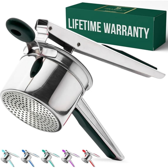 Bellemain Large Potato Ricer Fixed Screen Stainless Steel Potato Masher for Mashed Potatoes, 15 oz Capacity Black