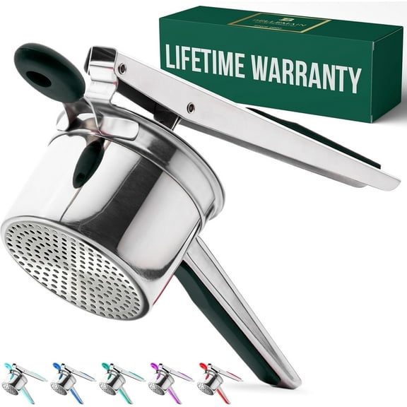 Bellemain Large Potato Ricer Fixed Screen Stainless Steel Potato Masher for Mashed Potatoes, 15 oz Capacity Black