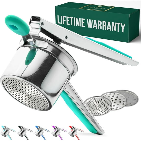 Bellemain Large Potato Ricer Stainless Steel Potato Masher for Mashed Potatoes, 15 oz Capacity Green