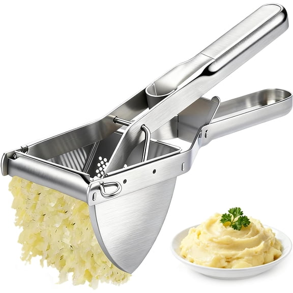 Potato Ricer, Large 22oz Potato Masher Ricer Heavy Duty Stainless Steel Mashed Potato Masher for Smooth and Fluffy Mashed Potatoes