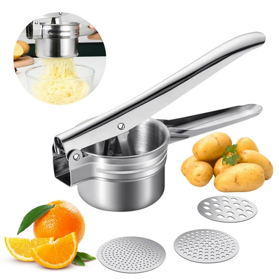 Potato Ricer Masher, Stainless Steel Potato Press with 3 Mesh Blades, Vegetable Filter with Handle for Potatoes, Fruits, Vegetables and Baby Food