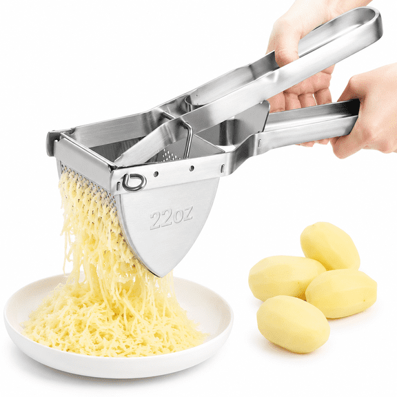 Potato Ricer Stainless Steel, Large 22oz Ricer for Mashed Potatoes, Potato Masher Ricer with Non-Slip Grip for Potatoes, Vegetables, Baby Food and Meal Prep