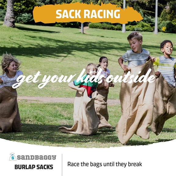 Potato Sack Race Bag Burlap - Large Size Jute Bag for Outdoor Lawn Game, Reusable for Kids Adults Family Party Barbecue, Durable & Eco-Friendly