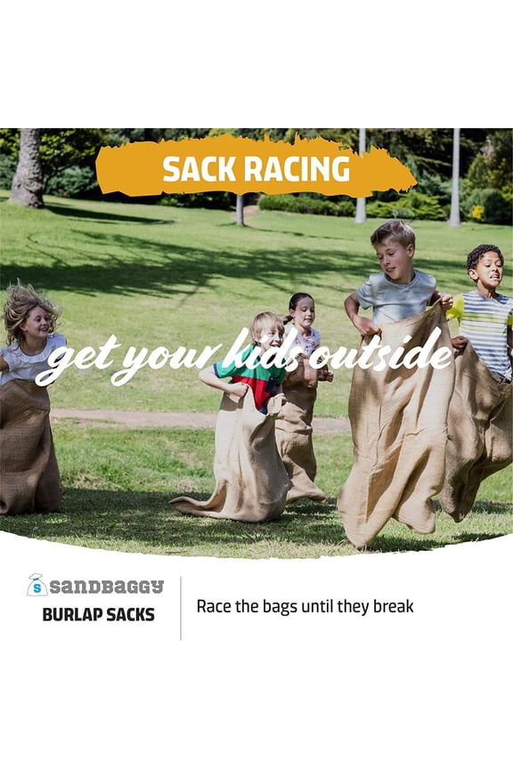 Potato Sack Race Bag Burlap - Large Size Jute Bag for Outdoor Lawn Game, Reusable for Kids Adults Family Party Barbecue, Durable & Eco-Friendly