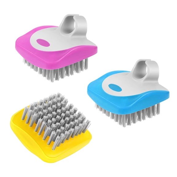 Potato Scrubber Brush 3 Piece, Vegetable Brush for Washing Fruit, Mushrooms, Carrot or Tough-Skinned Vegetables with Comfortable Finger Grip (3 Color)