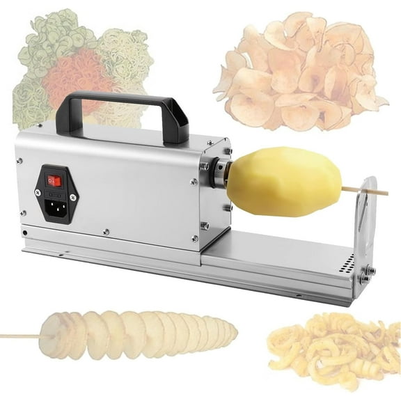 Potato Spiral Cutter Machine, Electric Potato Twister, Commercial Stainless Steel Potato Spiralizer, with 2 Blade Sizes