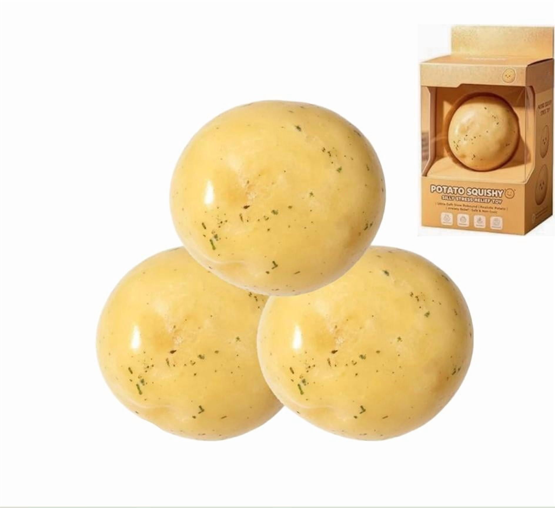 Potato Squishy Stress Ball, Dough-Like Squeeze Toy for Office Anxiety Relief (3Pcs)