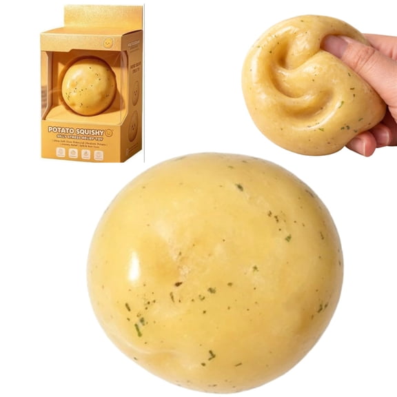 Potato Squishy Stress Ball Food Handmade Fidget Realistic Mashed Filled Shapeable Squeeze Soft Slow Non-Rebound Anxiety Relief Fun Big Decompression Dough Adult Sensory Tool Gift