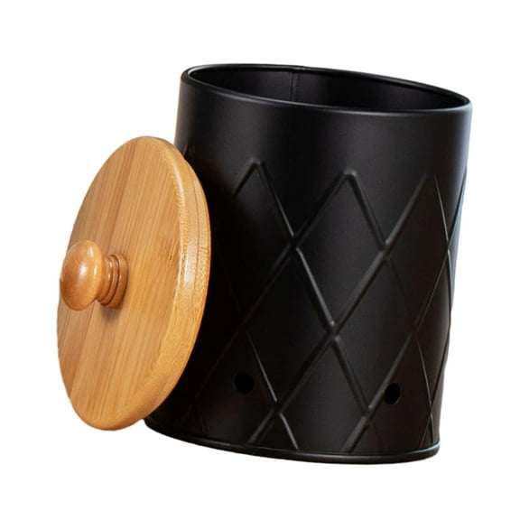 Potato Storage Tins Food Storage Container Aerating Holes Kitchen Storage Canister Vegetables Storage Bin for Farmhouse Decor Black Small