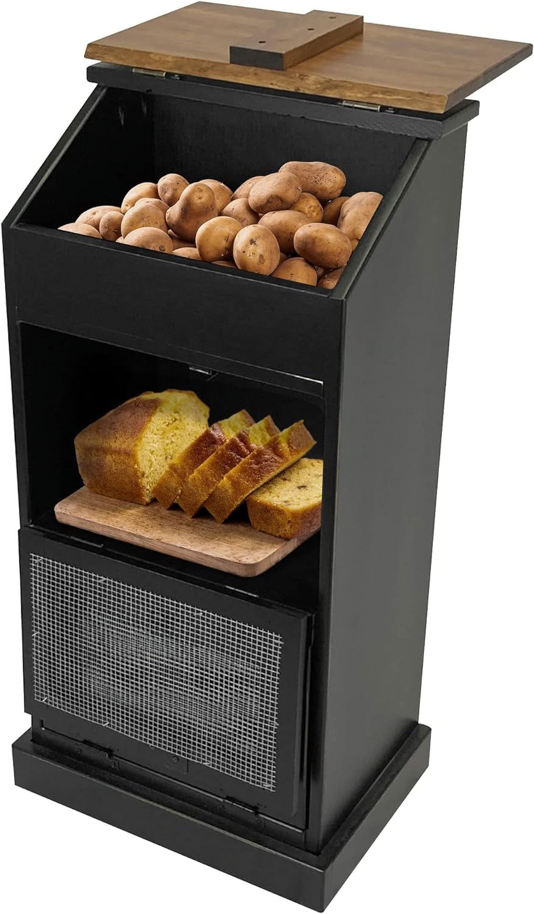 Potato Storage Wood Box, Wooden Bread Storage Bins, Decorative Potato