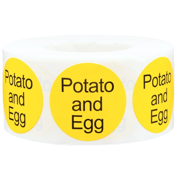 Potato and Egg Yellow Deli Labels | 1 Inch Round - 500 Pack