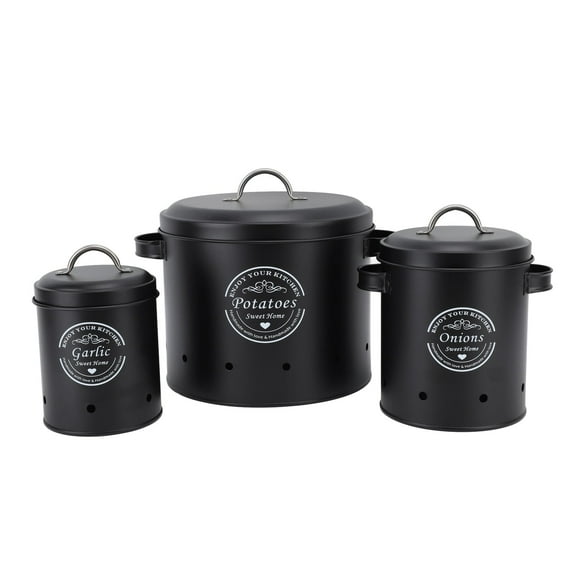 Potato and Onion Storage Bin For Pantry with Aerating Holes, Set of 3, Convenient Farmhouse Kitchen Vegetable Storage LIZEALUCKYd5tp-11