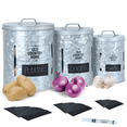thumbnail image 1 of Potato and Onion Storage Bins by Saratoga Home - XL Capacity Metal Set, Silver, Holds 11.5 lbs of Potatoes, 5.5 lbs of Onions and 20+ Garlic Bulbs, 1 of 8