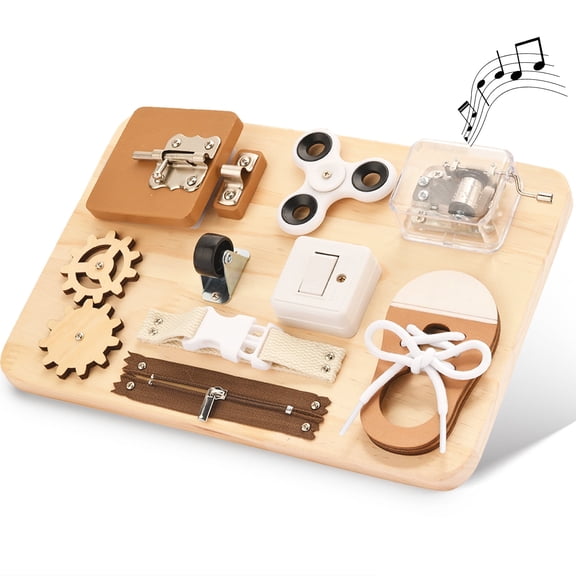 Potatomato Busy Board Toddlers - Montessori Educational Fidget Toys for Baby - Wooden Sensory Toys Autistic Children - Preschool Learning Activities Fine Motor Skills Travel Toy