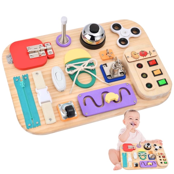 Potatomato Montessori Busy Board - Wooden Sensory Toys for Toddlers -Activity Board Toys for Fine Motor Skills - Educational Fidget Toys for Boy & Girl