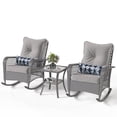 thumbnail image 1 of POTEBAN 3-Piece Outdoor Rocking Chairs, Grey Wicker Patio Furniture with Thickened Cushions and Table for Porch (Grey White), 1 of 10