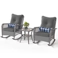 thumbnail image 1 of POTEBAN 3-Piece Outdoor Rocking Chairs, Wicker Patio Furniture with Thickened Cushions and Table for Porch (Gray), 1 of 10